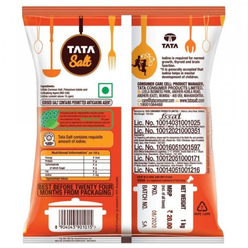 Tata Salt Iodized, 1 kg Pouch