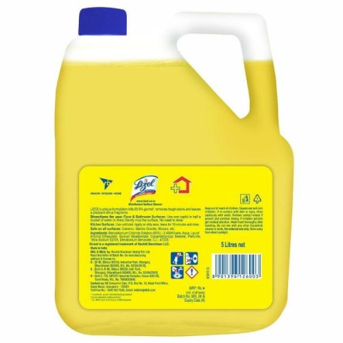 Lizol Disinfectant Surface & Floor Cleaner Liquid, Citrus, 5 L