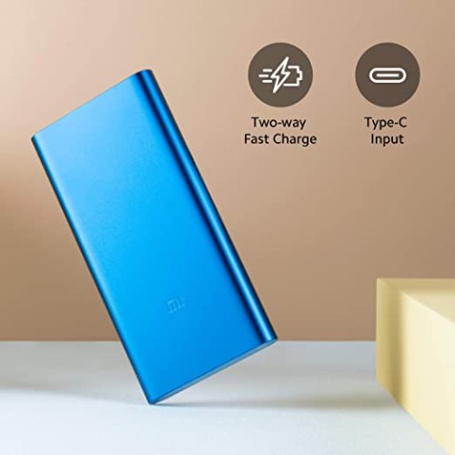 Mi 10000 mAh 3i Lithium Polymer Power Bank | Dual Input and Output Ports | 18W Fast Charging (Metallic Blue)