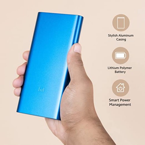 Mi 10000 mAh 3i Lithium Polymer Power Bank | Dual Input and Output Ports | 18W Fast Charging (Metallic Blue)