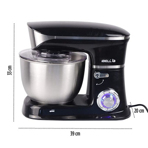 iBELL 4650S 1300Watts Electric Food Stand Mixer Tilt Head with 6.5 Litres SS Bowl, 6 Speed Control, for Whipping, Kneading, Egg Beating (Black)