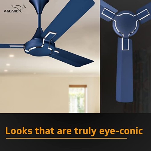 V-Guard Exado Pro Decorative Ceiling Fan with Anti-Dust Technology (1200 mm, 3 Year Warranty)(Raiband Blue Mat)