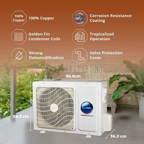 Lloyd 1.5 Ton 3 Star, Wi-Fi, Inverter Split AC (Copper, Automatic Humidity Control, Anti-Viral & HEPA Filter, 2021 Model, GLS18I35WSHL, White)