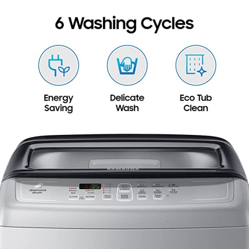 Samsung 6.5 kg Fully-Automatic Top Loading Washing Machine (WA65A4002VS/TL, Imperial Silver, Center Jet Pulsator)