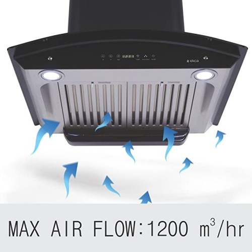 Elica 60 cm 1200 m3/hr Auto Clean Chimney (WD HAC TOUCH BF 60, 2 Baffle Filters, Touch Control, Black)