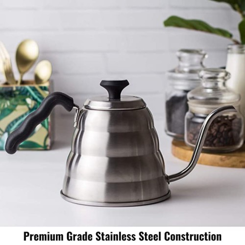 Insta Cuppa Stainless Steel Pour Over Coffee & Tea Kettle with Built-in Thermometer for Exact Temperature1200 ML