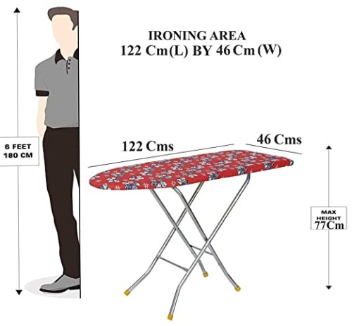 Maanit Self Standing 18" Folding Premium Ironing Board with Iron Stand - (Color May Vary, Multi-Color) - (Make in India)