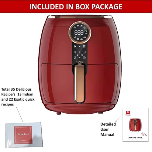 VARADA Pro Air Fryer 4.5 liter large capacity with 3D rapid hot air circulation technology with beautiful touch panel display 1500 watt power RED