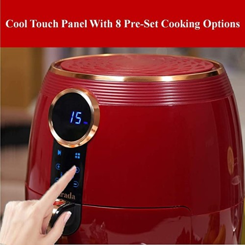 VARADA Pro Air Fryer 4.5 liter large capacity with 3D rapid hot air circulation technology with beautiful touch panel display 1500 watt power RED