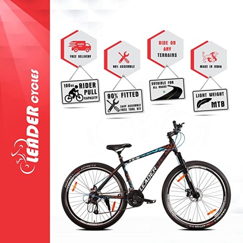 Leader XR-5 29T 21-Speed Alloy MTB Cycle with Dual Disc Brake and Front Suspension Ideal for 12+ Years