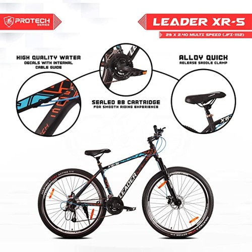 Leader XR-5 29T 21-Speed Alloy MTB Cycle with Dual Disc Brake and Front Suspension Ideal for 12+ Years
