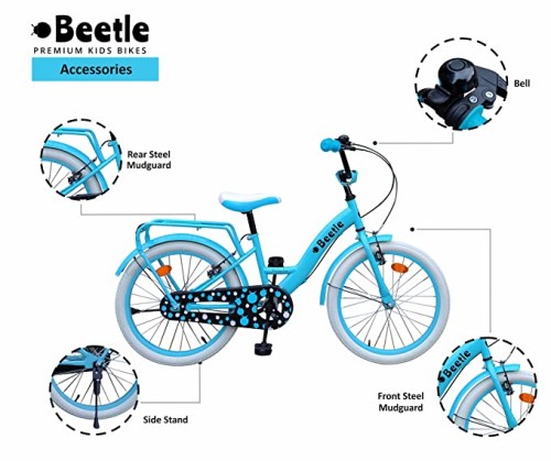 Beetle Panache 20T Fixed-Gear Bike Kids Cycle with 12 Inches Steel Frame for 6 to 10 Year old, Turquoise Blue