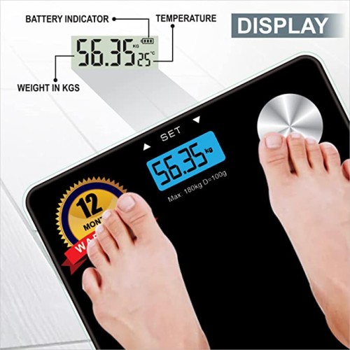Healthgenie Digital Body Composition Monitor Weighing Scale, Strong Glass Build Weight Machine to Monitor BMI, Segmental Body Fat & Skeletal Muscle With 1 Year Warranty (Black)