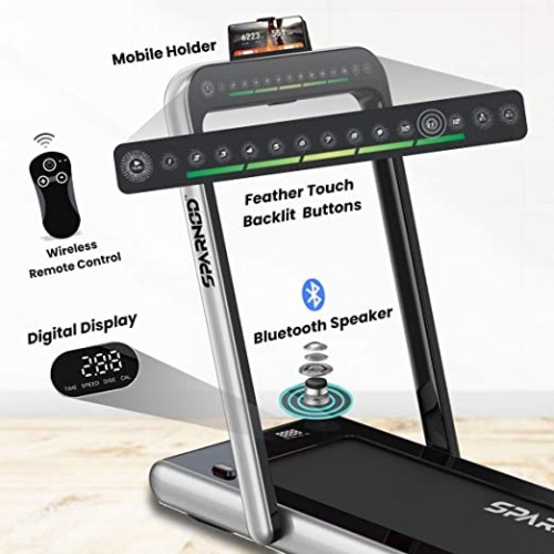 Sparnod Fitness STH-3000 Series (4 HP Peak) 2 in 1 Foldable Treadmill for Home Cum Under Desk Walking Pad - Slim Enough to be stored Under Bed