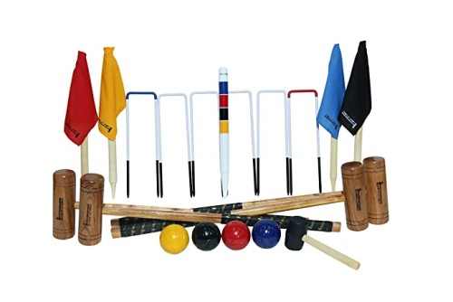 Synco Croquet Sport Gold Croquet Set 4 Player,Professional Set with Croquet Balls and acessories (38inch) for Adult, Perfect for Lawn, Backyard, Parks and Gardens for Fun and Professional Games.