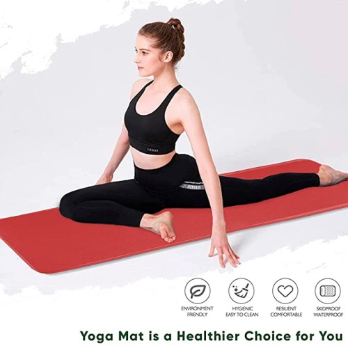 Ozoy 13mm Extra Thick Yoga and Exercise Mat Anti Skid with Carrying Strap for Gym Workout and Flooring Exercise With bag