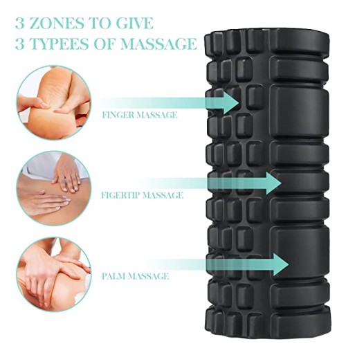 FEGSY Foam Roller for Exercise, Fitness, Back Pain, Deep Tissue Massage, and Physiotherapy (Black)