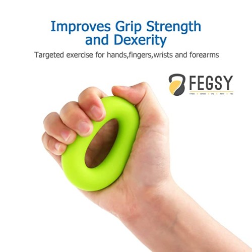 FEGSY Silicon Finger Stretcher, Hand Grip Exerciser, Palm Strengthener for Athletes, Musicians, Therapy, and Stress Relief (Set of 2, Green)