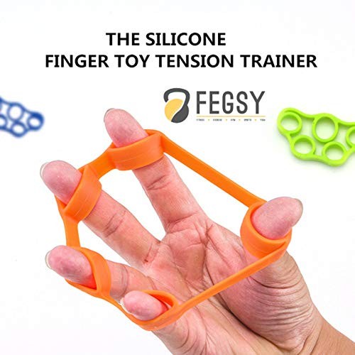 FEGSY Silicon Finger Stretcher, Hand Grip Exerciser, Palm Strengthener for Athletes, Musicians, Therapy, and Stress Relief (Set of 2, Green)
