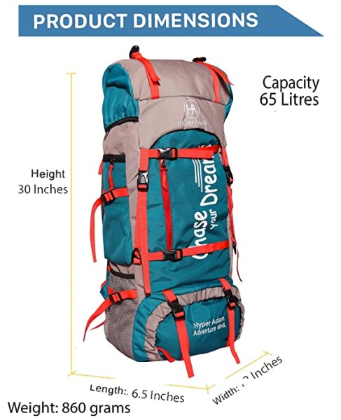 Hyper Adam 65 LTR Rucksack Travel Backpack for Outdoor Sport Hiking Trekking Bag Camping Rucksack