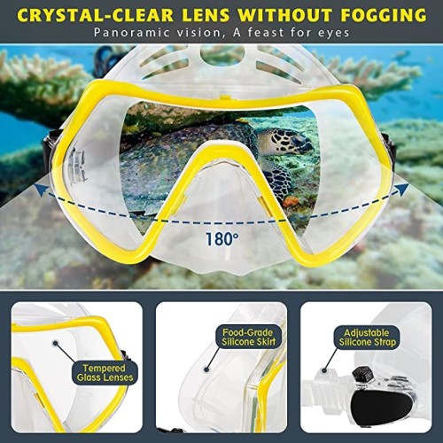 Jolfay Swimming Diving Silicone Fins | Snorkel Scuba Eyeglasses | Mask Snorkel Silicone Set | Breathing Anti-Leak Dry Top Snorkel