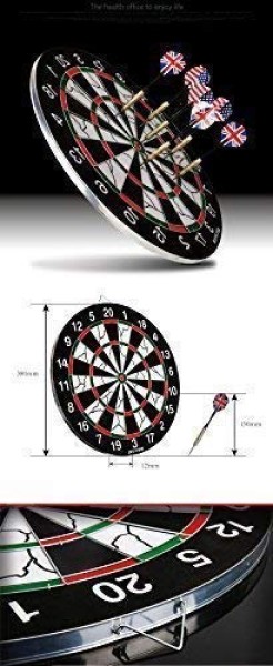 Sky Tech® Latest Wooden 17 inch Double Faced Flock Printing Thickening Tournament Bristle Dartboard Game Dart with 6 Needle (17 x 17-inch)