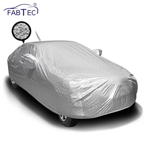 Product Fabtec Waterproof Car Body Cover with Mirror and Antenna Pocket and Soft Cotton Lining (Full Bottom Elastic Triple Stitched) (Metallic Silver) (for Maruti Baleno)Name here