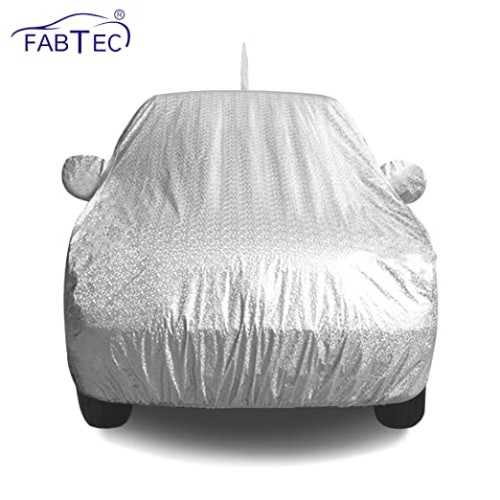 Product Fabtec Waterproof Car Body Cover with Mirror and Antenna Pocket and Soft Cotton Lining (Full Bottom Elastic Triple Stitched) (Metallic Silver) (for Maruti Baleno)Name here