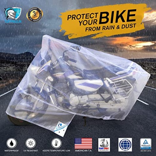 TUFFPAULIN Bike Cover, Standard Size, Transparent, UV Protection & Water Resistant Dustproof Bike Body Cover for Two Wheeler, Scooter, Motor Cycle with Carry Bag-1