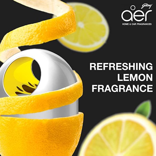 Godrej aer twist | Long-lasting, Spill-proof Car Freshener | Fresh Lemon (45g)