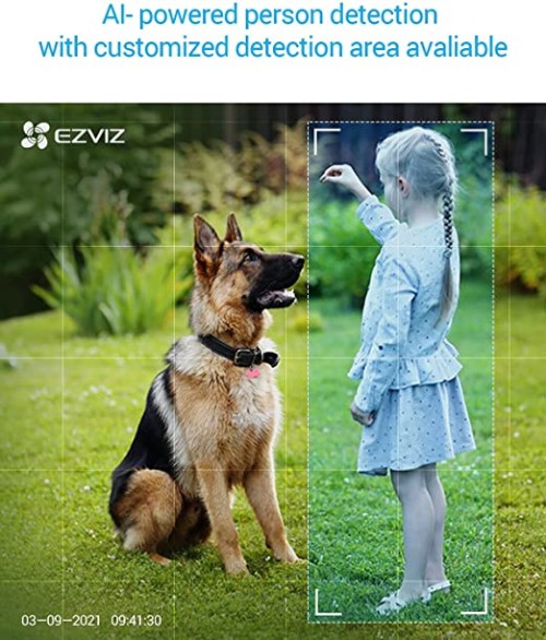 EZVIZ by Hikvision|C8C Outdoor WiFi 1080p Motorized Pan/Tilt Camera,Color Night Vision, Dust and Water Protection, BuiltIn MicroSD Card Slot(Upto 256GB),Supports Google Assistant & Alexa.