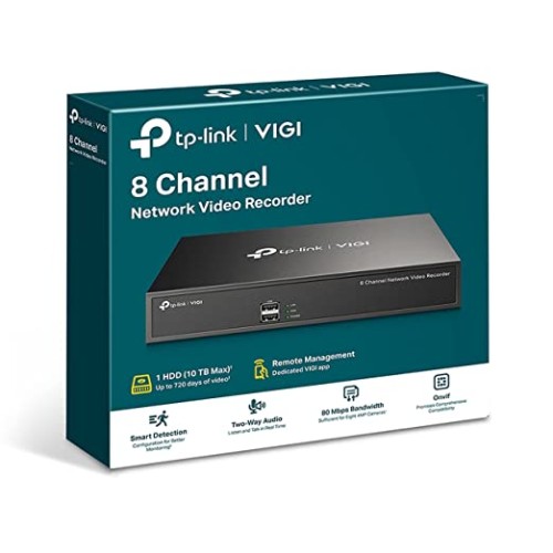 TP-Link VIGI NVR1008H VIGI 8 Channel Network Video Recorder | H.265+ | 80 Mbps Video Access Bandwidth | Two-Way Audio | Remote Monitoring | ONVIF, Black, (VIGINVR1008H)