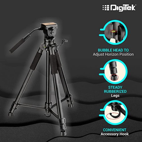 DIGITEK® (DTR 690 VD PRO) (208 cm) Lightweight Tripod (Maximum Load up to 3kgs), 6.85 Feet Tall Digital SLR & Video Cameras, Made Aluminium Material