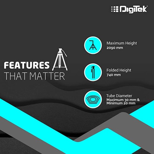 DIGITEK® (DTR 690 VD PRO) (208 cm) Lightweight Tripod (Maximum Load up to 3kgs), 6.85 Feet Tall Digital SLR & Video Cameras, Made Aluminium Material